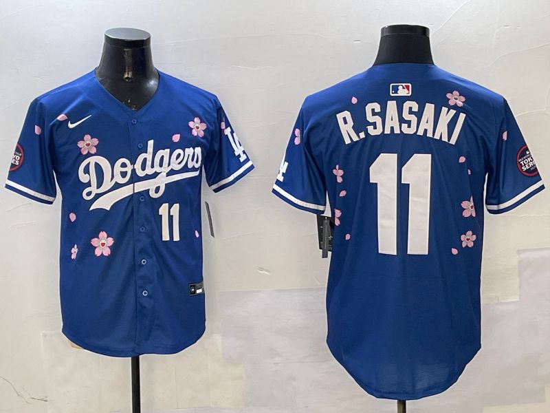 Men Los Angeles Dodgers 11 R.Sasaki Blue Sakura Edition 2025 Nike MLB Jersey style 2